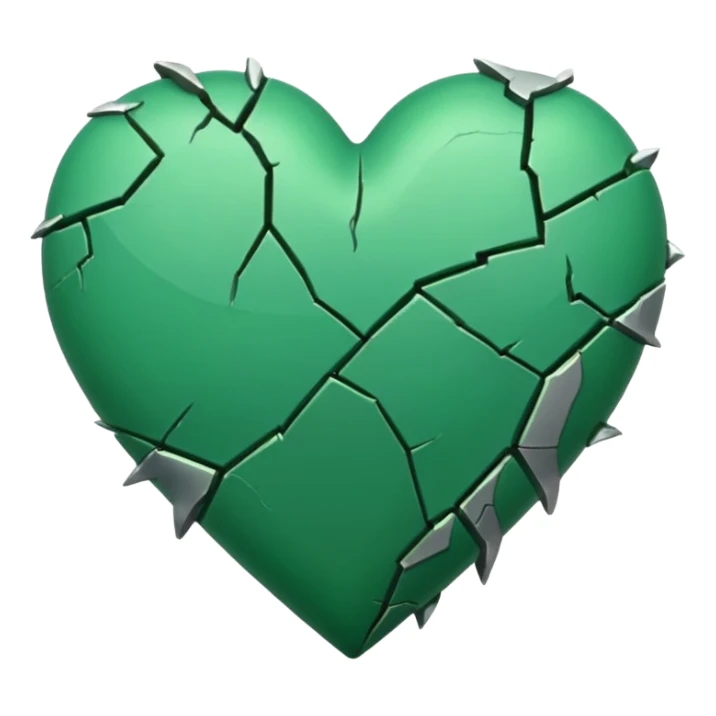 A simple green coloured broken heart with one crack in the middle nothing more then just one simple crack in the middle  sticker