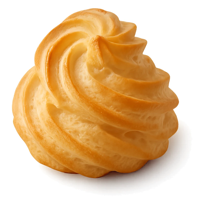 Choux pastry, delicate golden pastry dough, light and airy texture, elegant presentation sticker