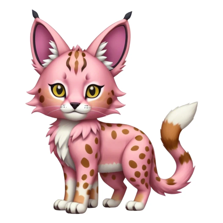 A pink lynx-caracal-serval-fakemon-Digimon-creature-hybrid sticker