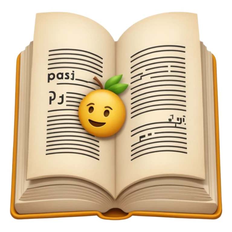 A minimalist emoji-style icon representing wordplay — symbolizing creativity with language. It features an open book or speech bubble merging with playful letters or word fragments, forming a clever visual pun. sticker