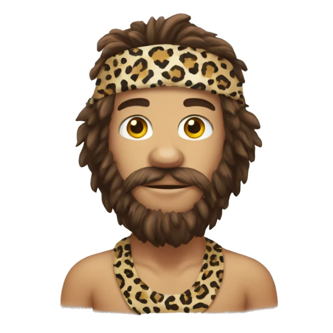caveman emoji head with leopard print bandana sticker