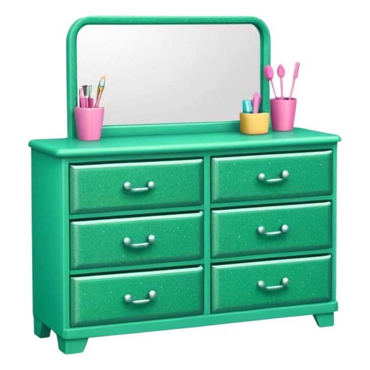barbie dresser green with glitter sticker