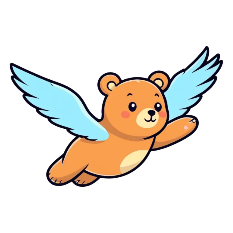 Cute bear flying in commercial plane sticker