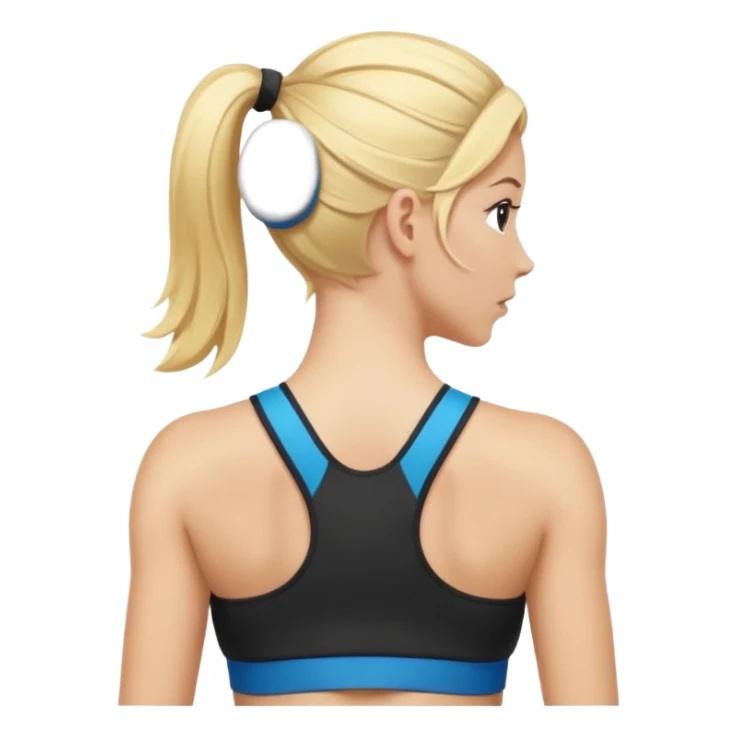 sporty blonde woman cartoon emoji style back view sticker