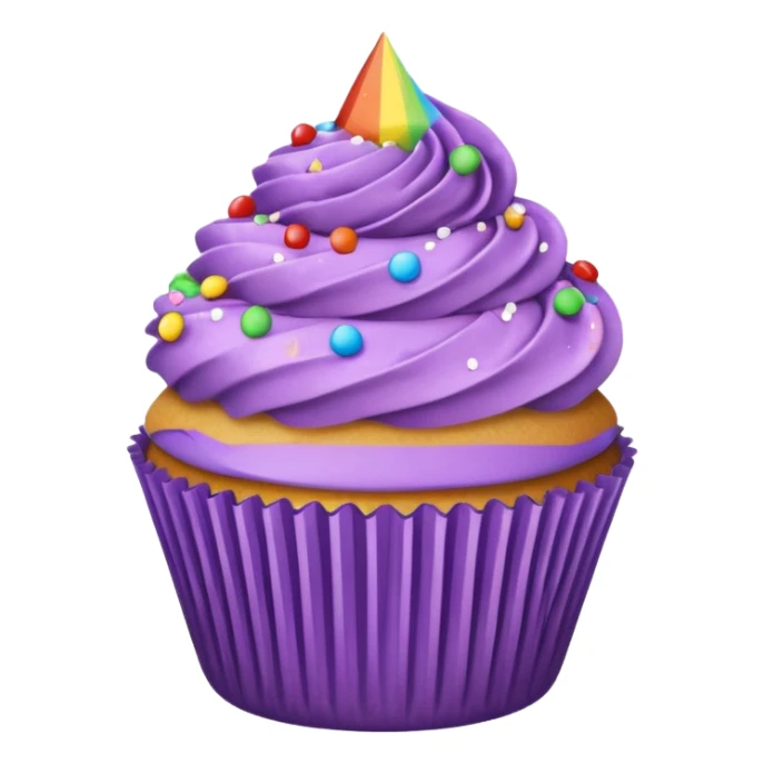 cupcake with purple frosting and rainbow sprinkles sticker