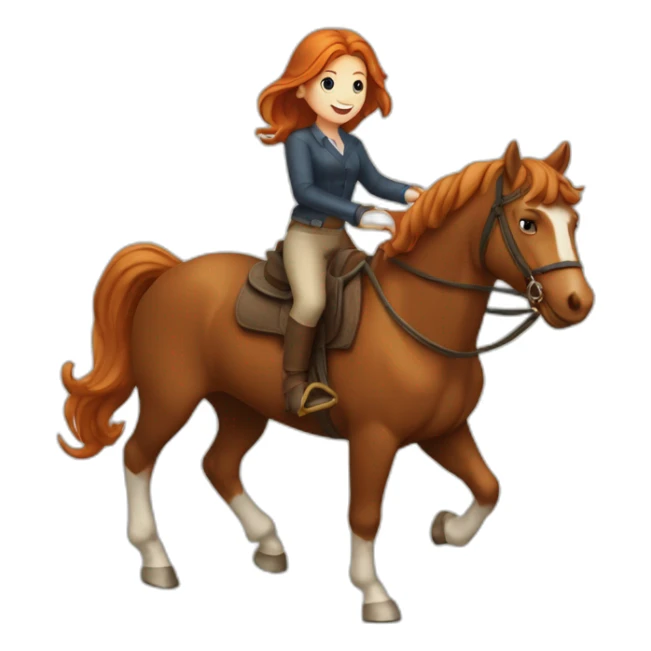 Fille rousse sur un cheval qui saute sticker