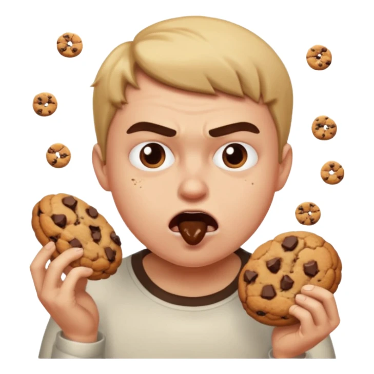 Angry person that’s eating a lot of cookies sticker