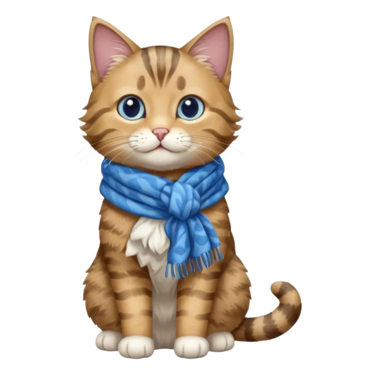 Cat wear a blue scarf, full body sticker