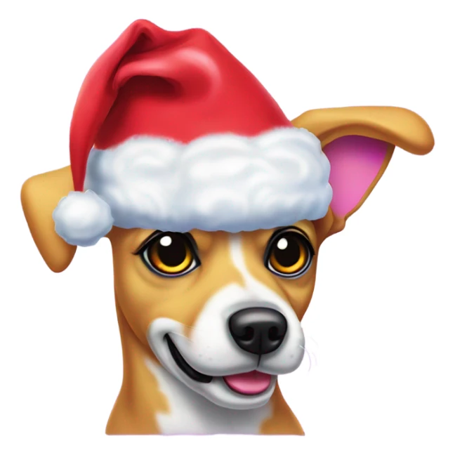 Lisa frank Christmas dog with Santa hat sticker