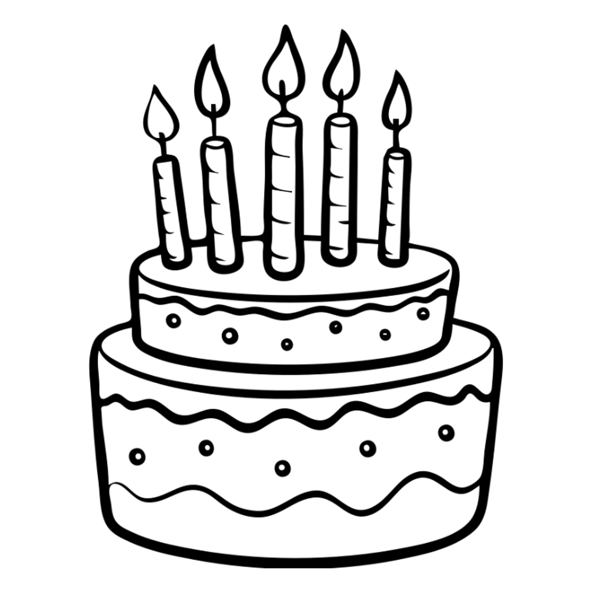 A birthday cake with lit candles and decorative frosting sticker