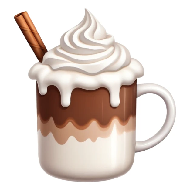 white mug of hot chocolate with marshmallows and whipped cream sticker