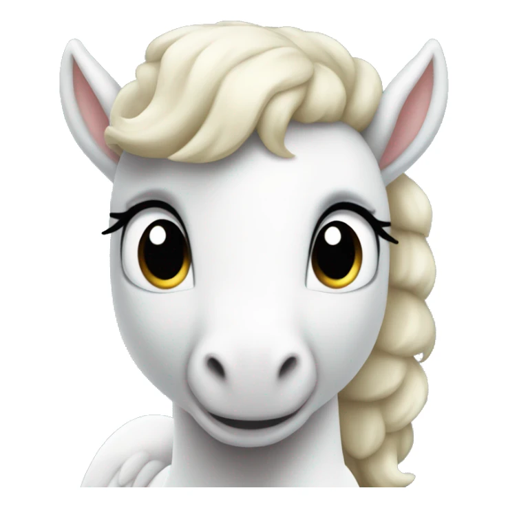 White crème Baby Pegasus sitting on its behind Cute sticker