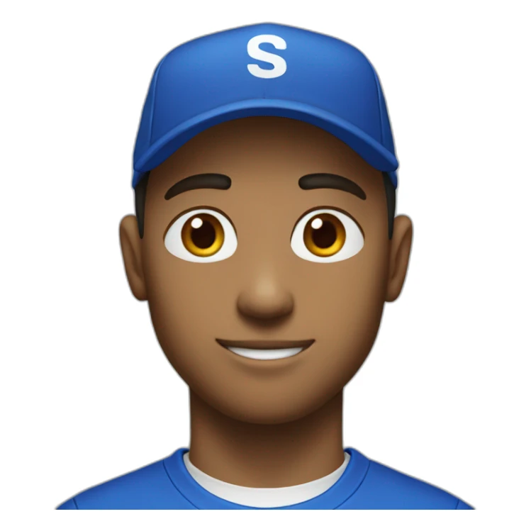 Men with a blue cap with a white "SK" and tshirt sticker