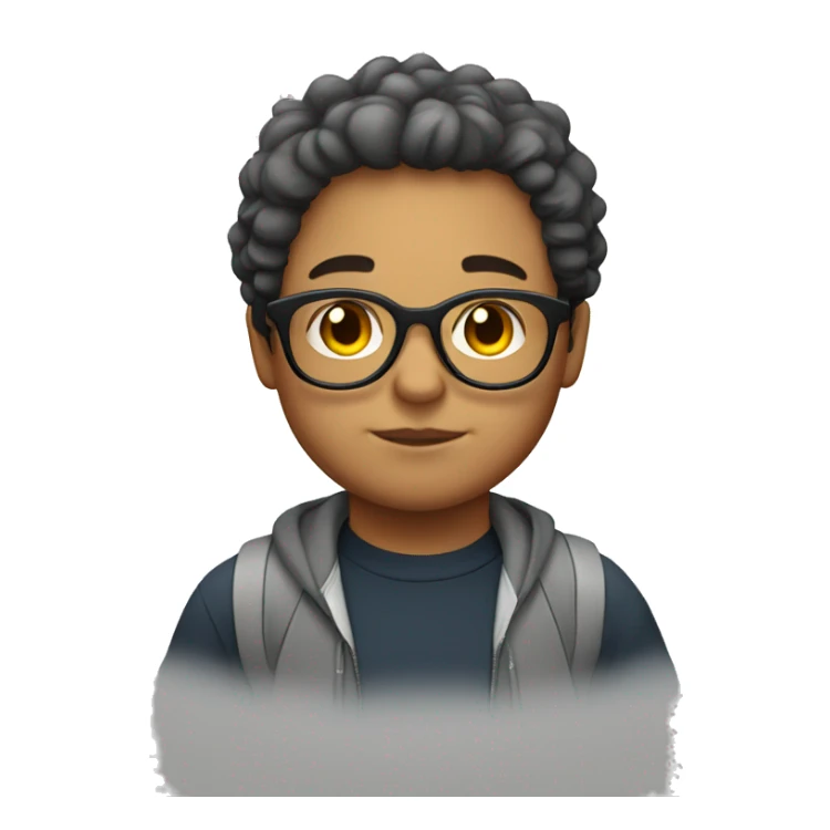 white chubby brazilian boy with hazel hair and glasses sticker