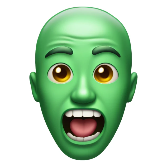 an open mouth face ( 😮 ) in the shape of the "radioactive" emoji ( ☢️ ) sticker