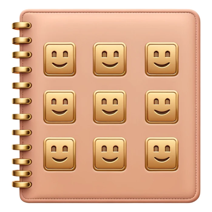modern elegant planner with checkmarks emoji, 3D style, soft terracota beige or pink and gold, clean design sticker