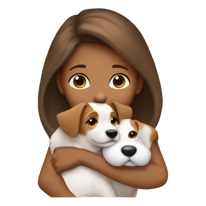 Girl hug jack russell puppy  sticker