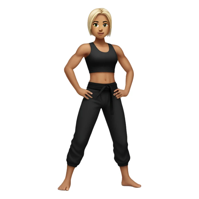 Muscular Girl in Black Tank Top and Black Karate Pants sticker
