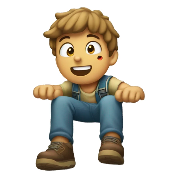 Niño cayendo en un monte muy grande cayendo en un barranque sticker