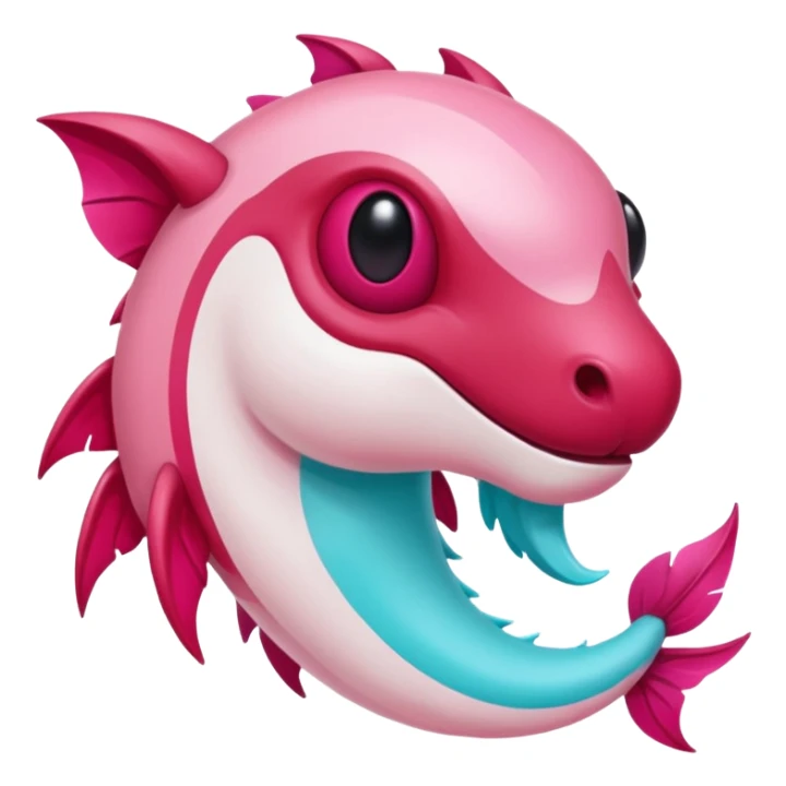 Epic complex detailed sanguine-red magenta pink white pastel realistic aesthetic-scenic-Fakémon-Trico-Sergal-Serval-Vernid-creature with cyan markings  sticker