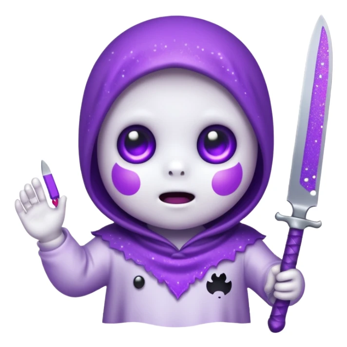 baby ghost face with glitter and a purple knife sticker