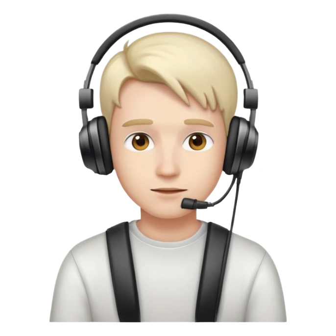 person watching YouTube videos, content creator with headphones sticker