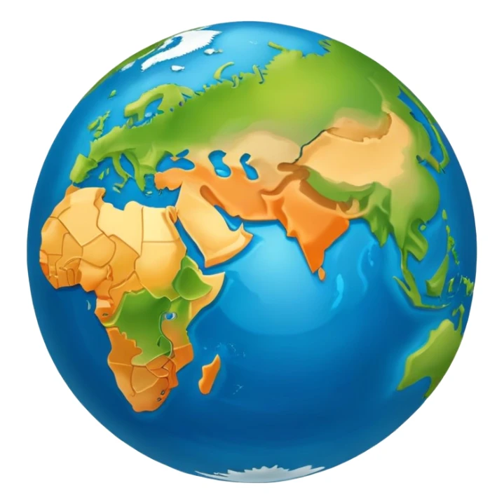 Earth globe with continents arranged in a creative 812 shape, stylized like previous design, iOS emoji style sticker