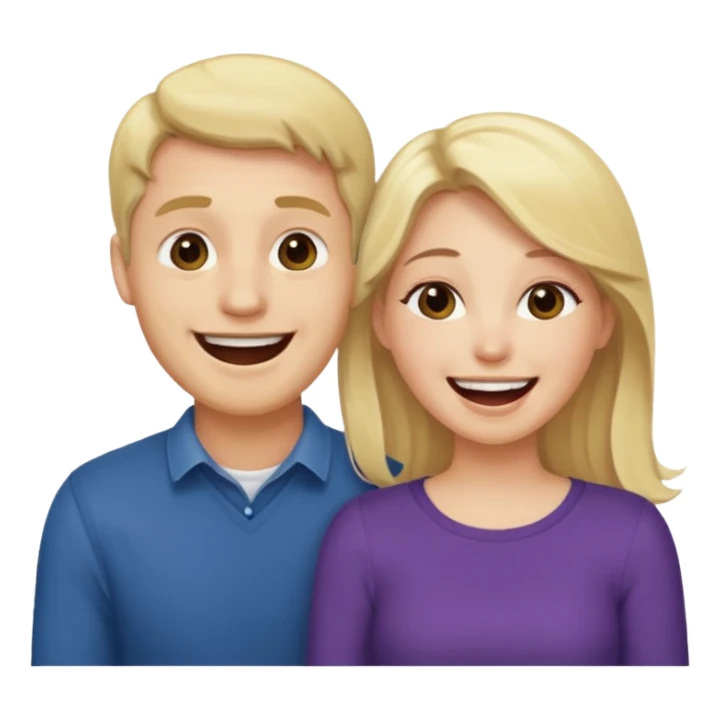 Two people laughing, one man blonde and one brunette lady sticker