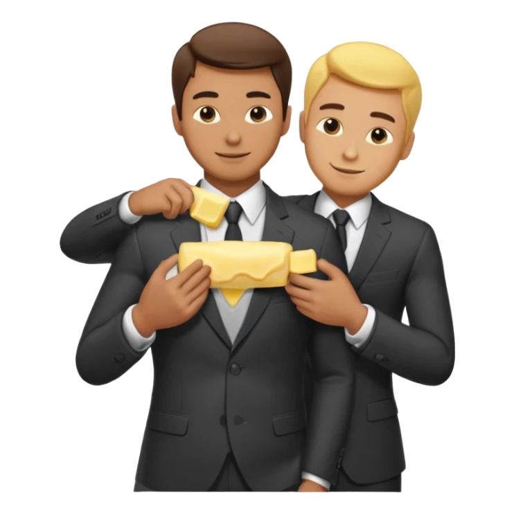 I man handsome puts butter on another man‘S back wearing suits sticker
