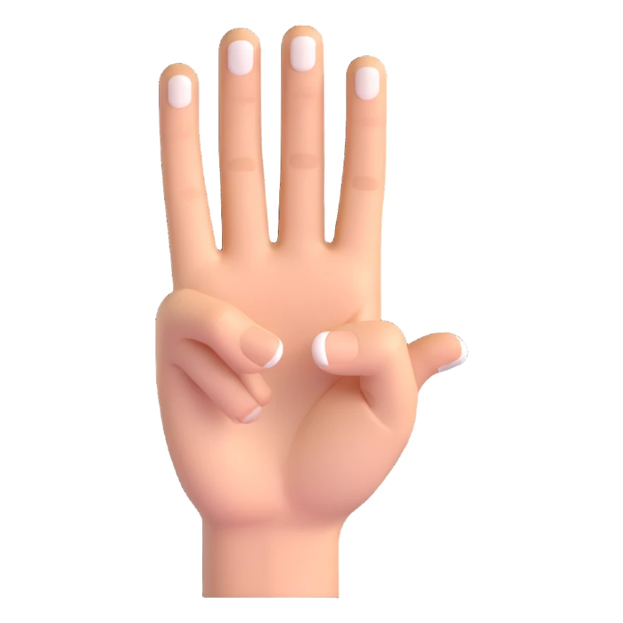 White hand making the 'OK' gesture, thumb and index finger forming a circle, other three fingers extended, in 3D emoji style with transparent background. sticker