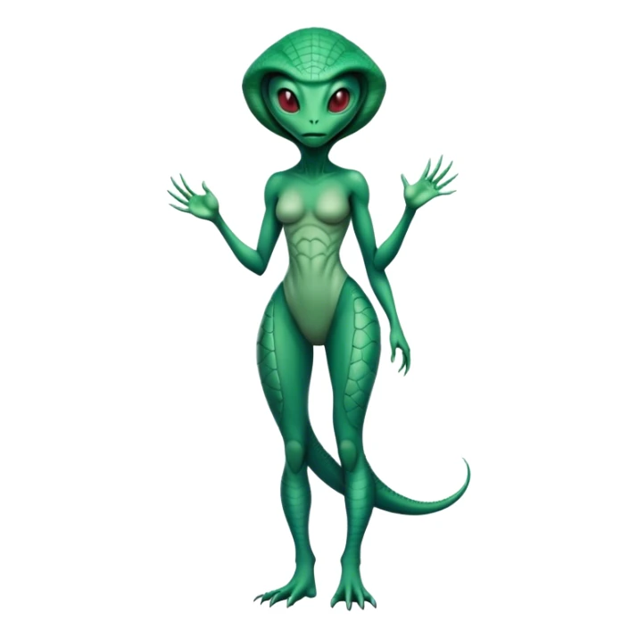 a reptilian alien woman full body sticker