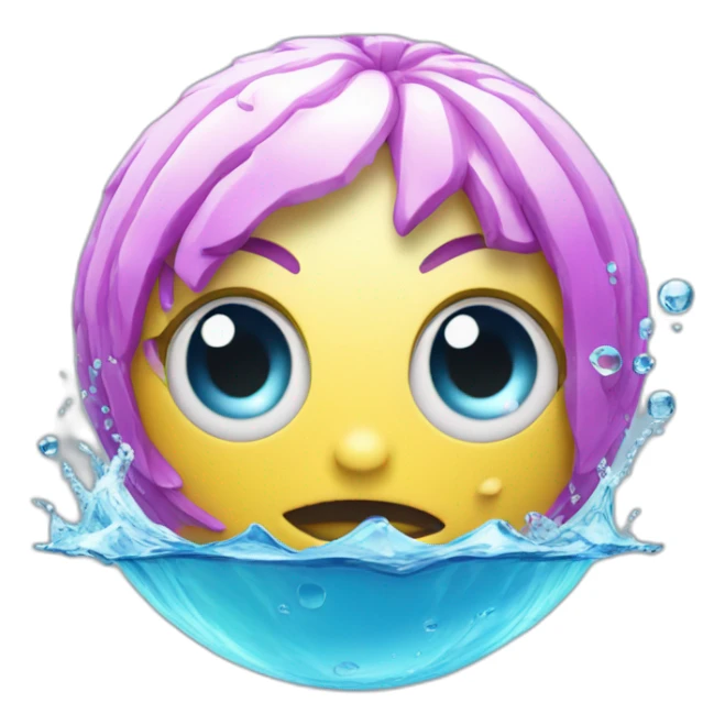 3d sphere with a cartoon water texture with big feminine eyes sticker