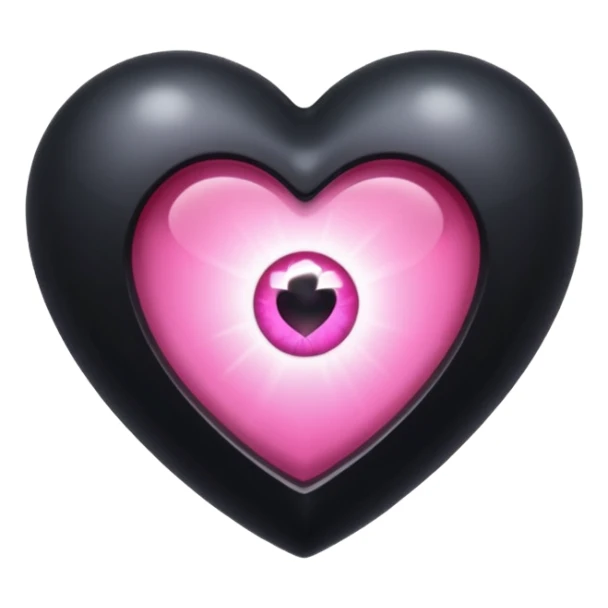 A black heart Gem with a pink eye in the center sticker