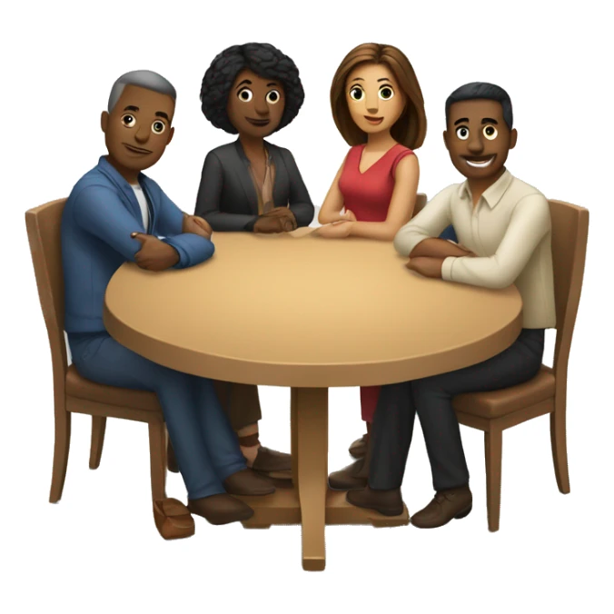 A round table with people sitting around it. They should be diverse in race and hair style sticker