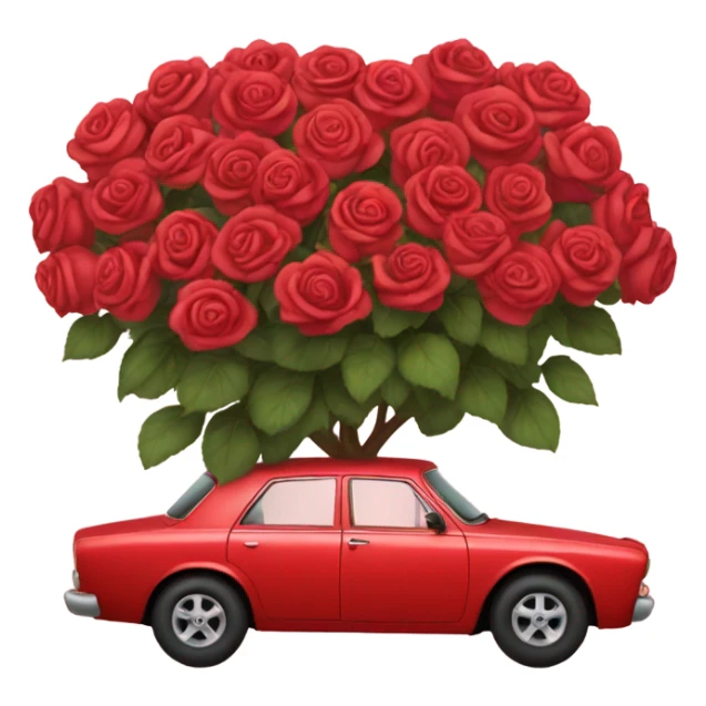 red car in the trunk many roses sticker