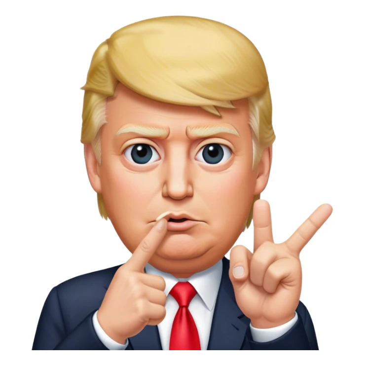 Super realistic Donald Trump pointing index finger up, realistic face sticker
