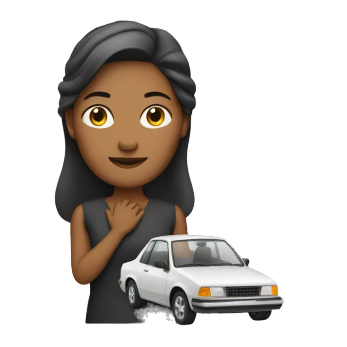 Woman holding her car sticker