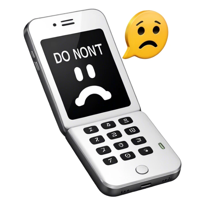 a mobile phone holding up a ‘do not disturb’ sign sticker