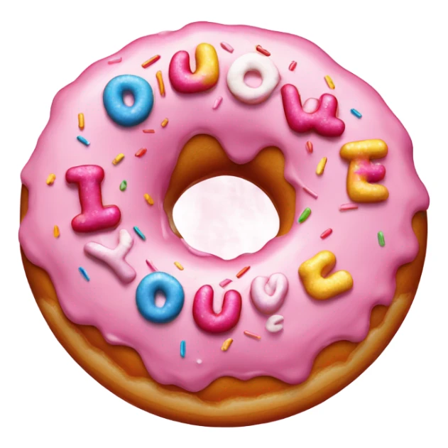 A pink doughnut with sprinkles saying I love you sticker