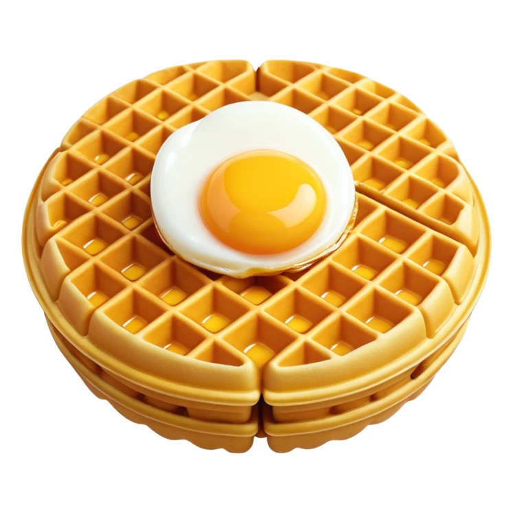 3D rendered hyper-realistic Hong Kong egg waffle with golden brown bubbles, vibrant yellow color, candy-like glossy texture, detailed crispy exterior, soft lighting, fun playful presentation sticker