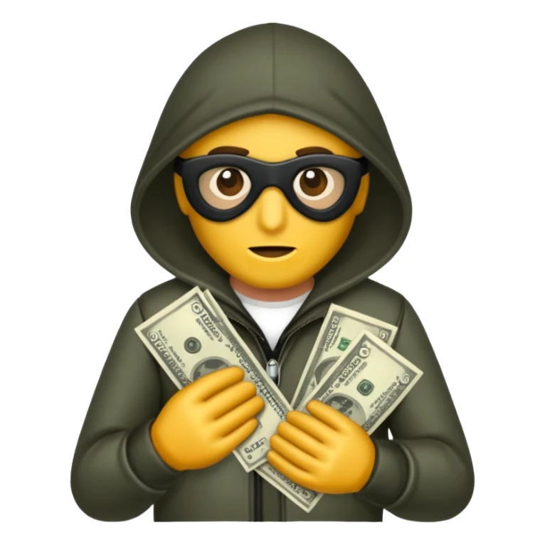 Robber with money na mão direita  sticker
