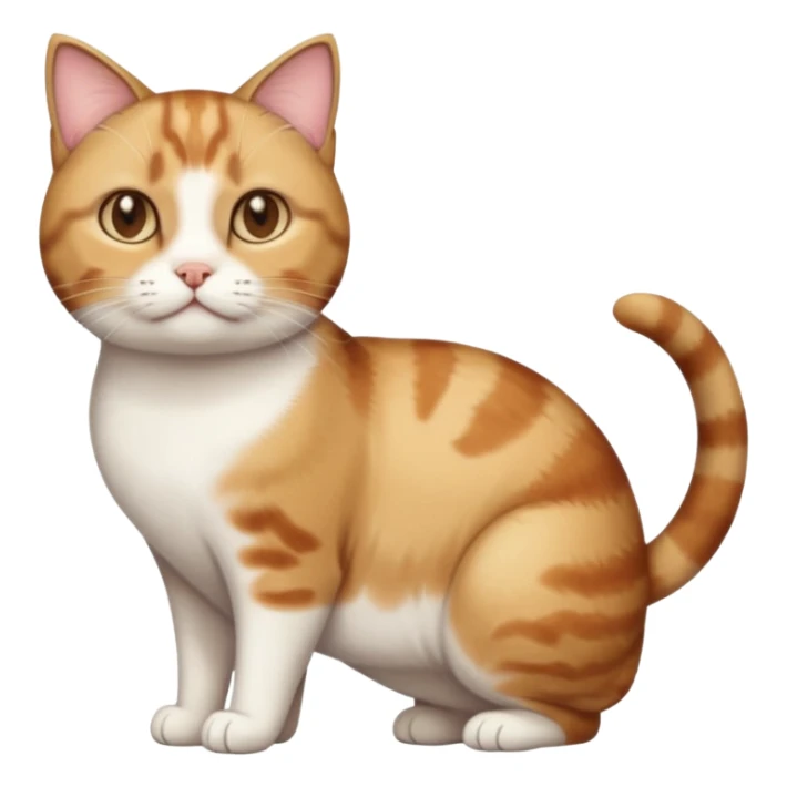 full body torbie and white cat with small head and short but chubby body sticker