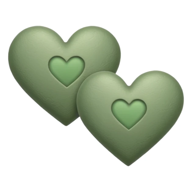 double sage green hearts one darker  sticker