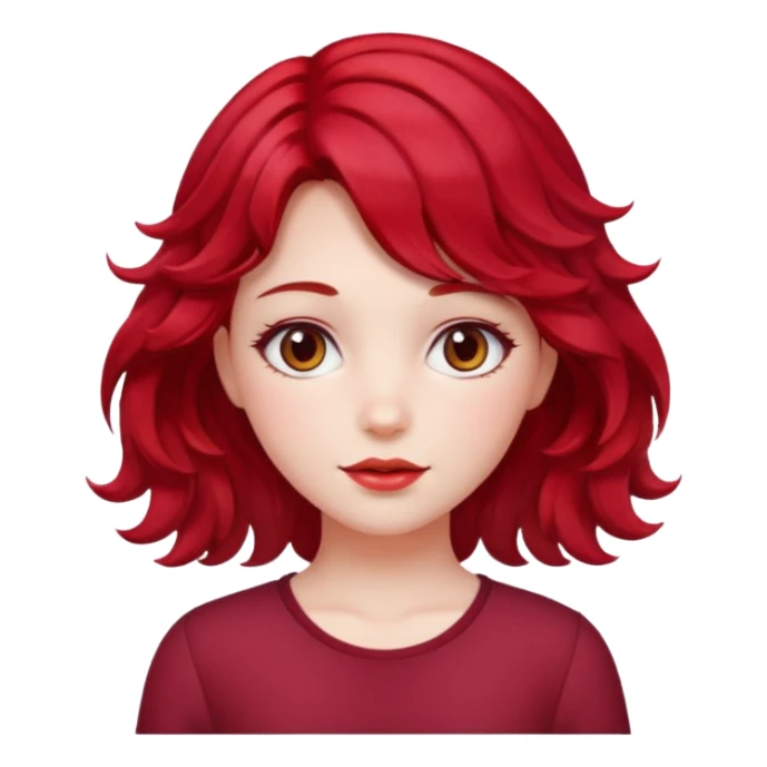 Soft girl with Cherry red wavey medium size hair  sticker