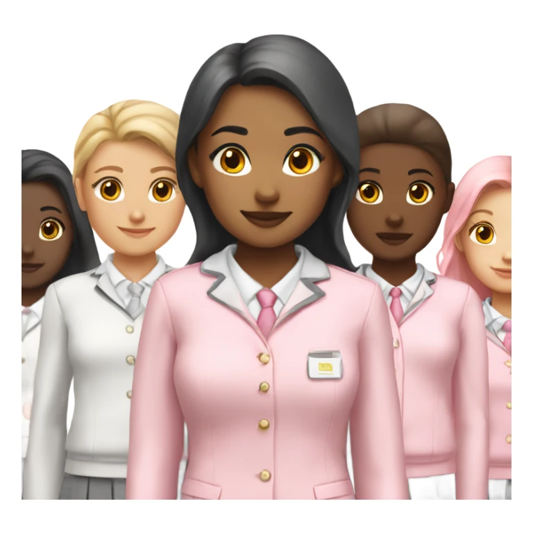 white and pastel pink school uniforms, just the clothes  sticker