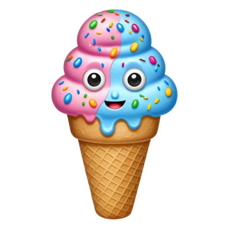 sprinkled ice cream with eyes sticker