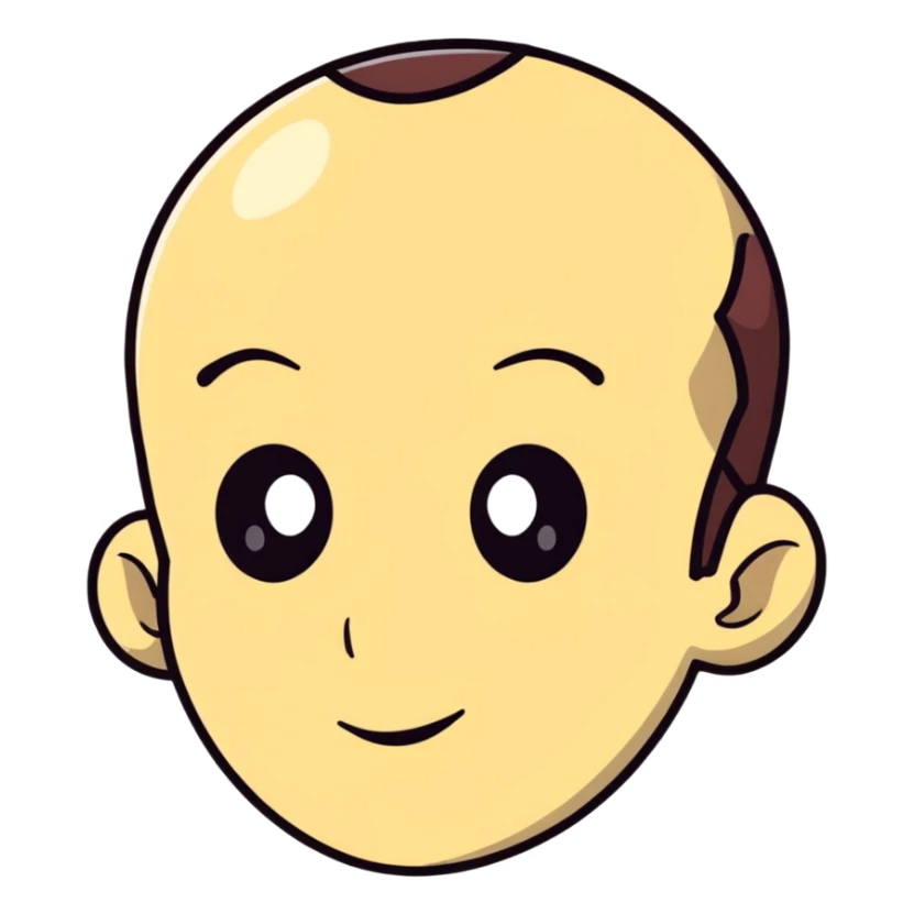 Man with an exaggerated huge forehead, funny character, male face sticker