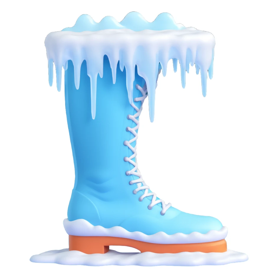 a foot that appears frozen with icicles and frost, sharp cutting edge sticker