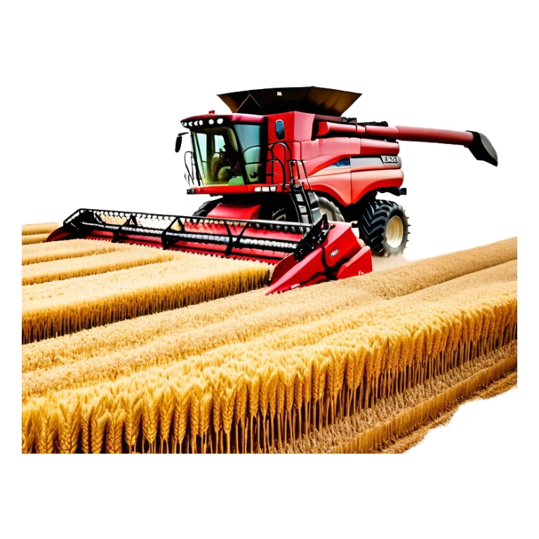 Case IH Axial-Flow 8250 (2022) – Cinematic-realistic Case IH Axial-Flow 8250 harvester, its deep red body towering over endless wheat fields. The massive cutting header slices through golden crops, sending a steady stream of grain into the bin as dust and chaff swirl in the afternoon sun. sticker