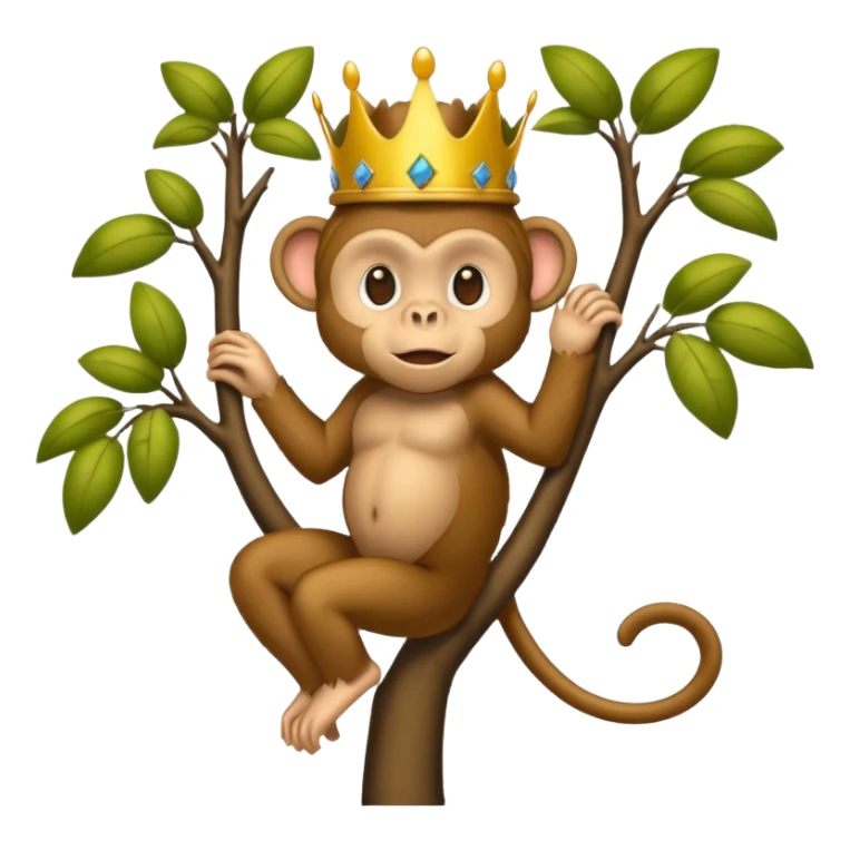 Kral taçlı ağaca çıkmış maymun sticker